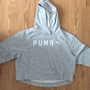 PUMA gray cropped hoodie trendy